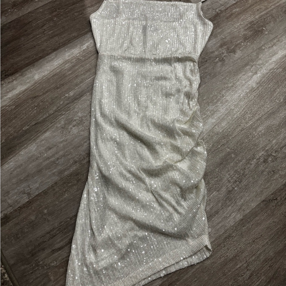 Women's white Sequin Slip Dress